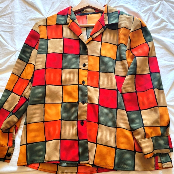 Button shirt colourful block NO IRON NEEDED - Picture 4 of 8